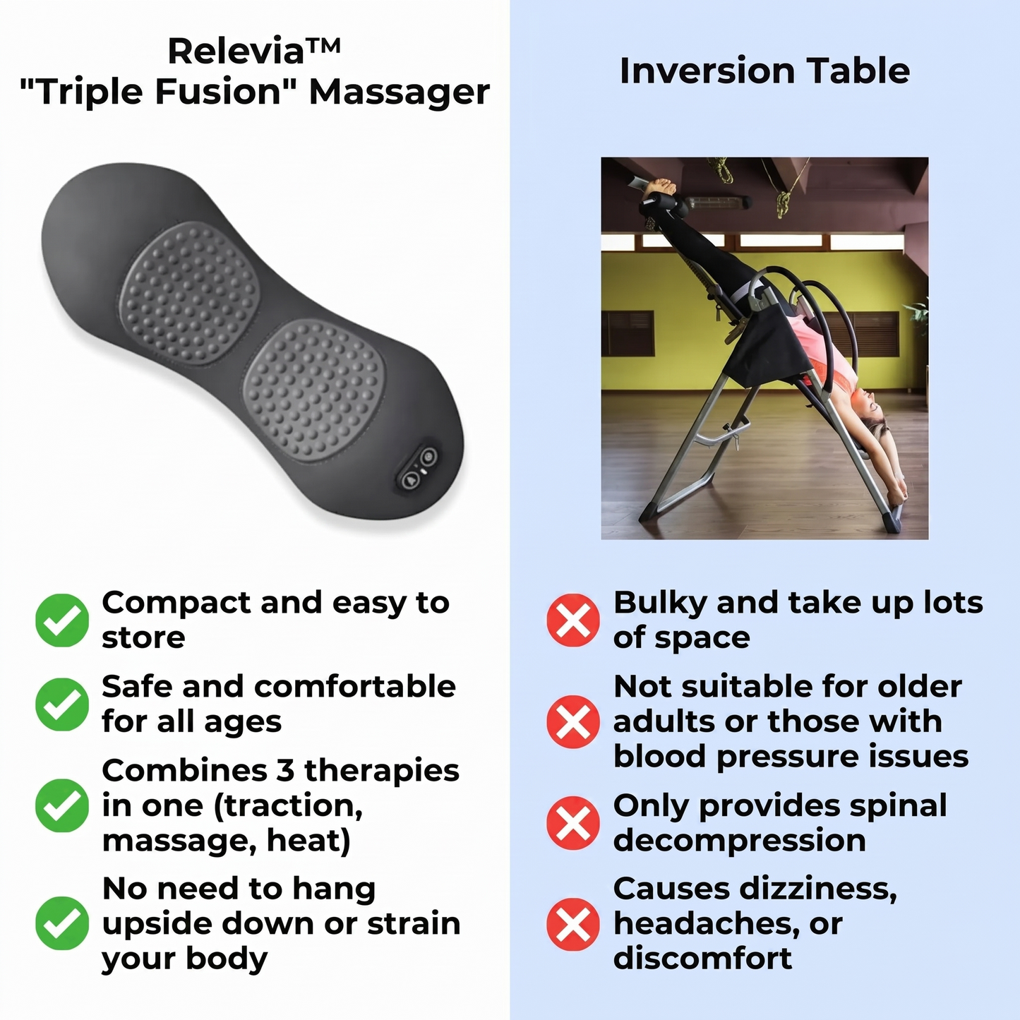 Relevia 3-in-1 Back Pain & Sciatica Relief Massager